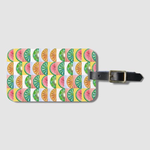 Colorful Exotic Fruit Slices Pattern Luggage Tag