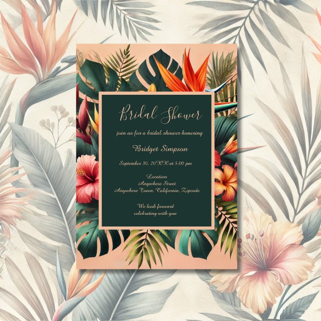Colorful Exotic Hawaiian Tropical Bridal Shower Invitation (Creator Uploaded)