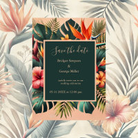 Colorful Exotic Hawaiian Tropical Save the Date