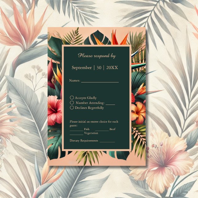 Colorful Exotic Hawaiian Tropical Wedding RSVP Card (Creator Uploaded)