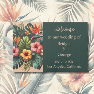 Colorful Exotic Hawaiian Tropical Wedding Welcome  Sign