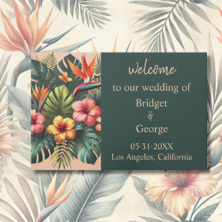 Colorful Exotic Hawaiian Tropical Wedding Welcome  Sign