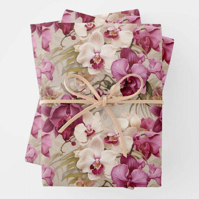 Colorful Exotic Orchid Flowers  Wrapping Paper Sheets (In situ)