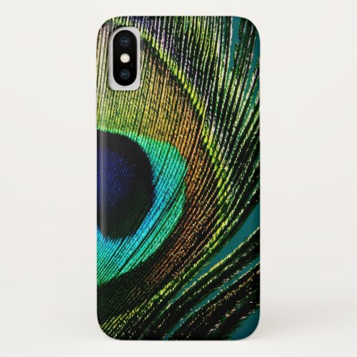 Colorful Exotic Peacock Feather Modern Photography iPhone X Case