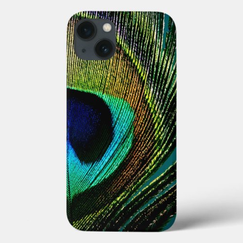 Colorful Exotic Peacock Feather Modern Photography iPhone 13 Case