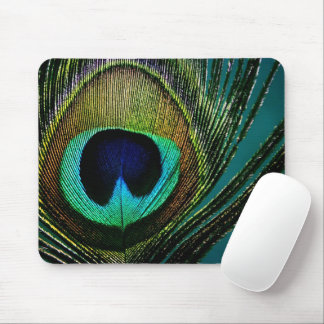 Colorful Exotic Peacock Feather Modern Photography Mouse Pad