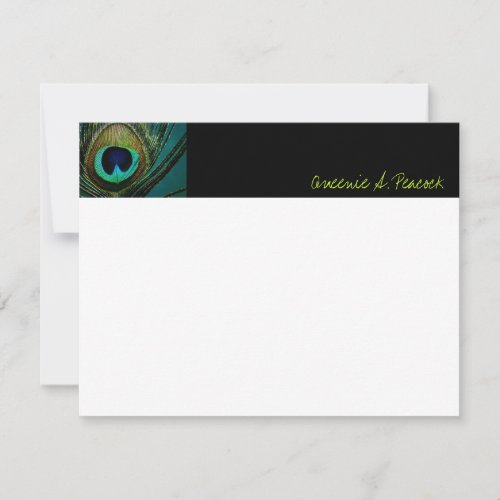 Colorful Exotic Peacock Feather Photo Elegant Chic Note Card