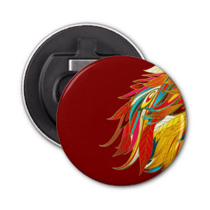 Colorful Exotic Tribal Feathers Red Bottle Opener