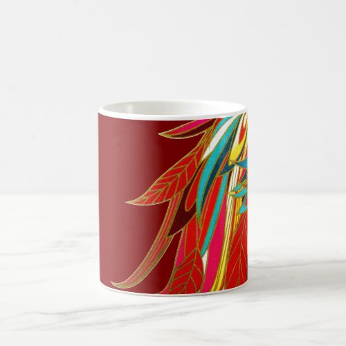 Colorful Exotic Tribal Feathers Red Coffee Mug