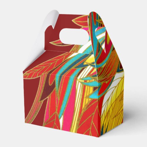 Colorful Exotic Tribal Feathers Red Favor Boxes