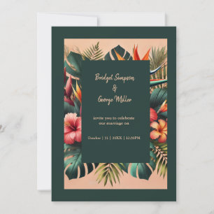 colorful Exotic Tropical Hawaiian Floral Wedding  Invitation