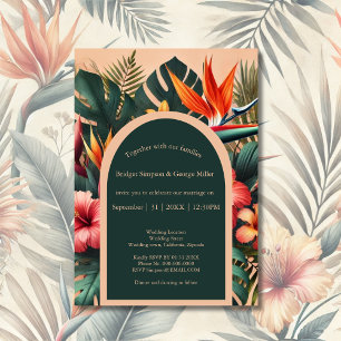 colorful Exotic Tropical Hawaiian Floral Wedding  Invitation