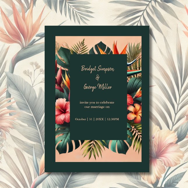 colorful Exotic Tropical Hawaiian Floral Wedding  Invitation (Creator Uploaded)