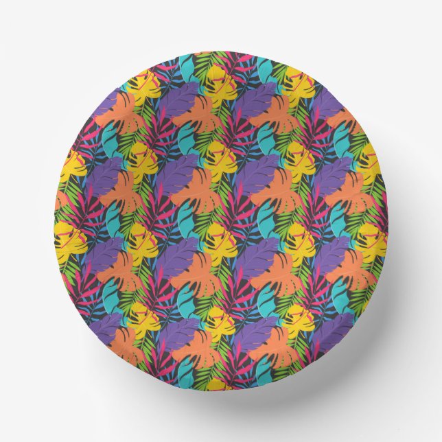 Colorful Exotic Tropical Leaves Pattern-23190 Paper Bowls (Front)