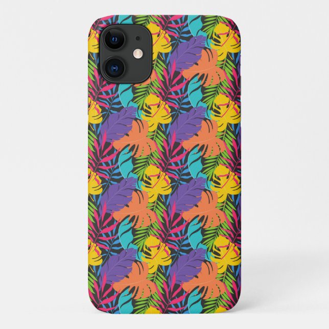 Colorful Exotic Tropical Leaves Pattern Case-Mate iPhone Case (Back)