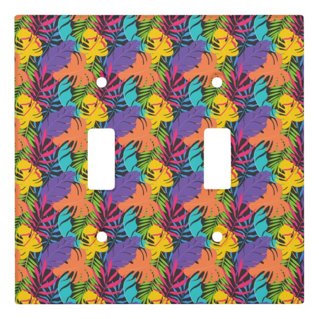 Colorful Exotic Tropical Leaves Pattern Light Switch Cover (Front)