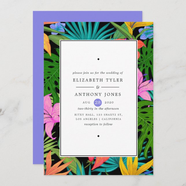 Colorful Exotic Tropical Wedding Invitation (Front/Back)