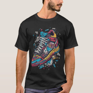 Colorful Exploding Sneaker Streetwear Graphic T-Shirt