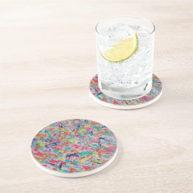 Colorful Expression in Acrylic Paint Coaster (Side)