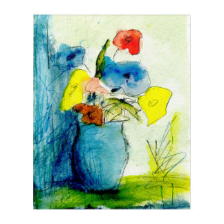 Colorful expressive flower painting acrylic print