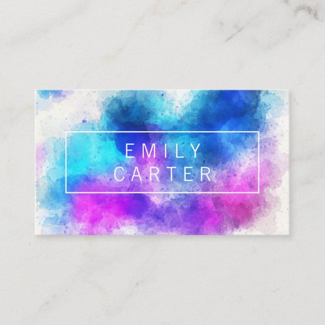Colorful Expressive Watercolor Business Card (Front)