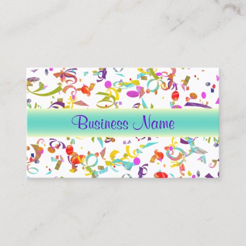 Colorful Eye Catching Confetti Toss Over White  Business Card
