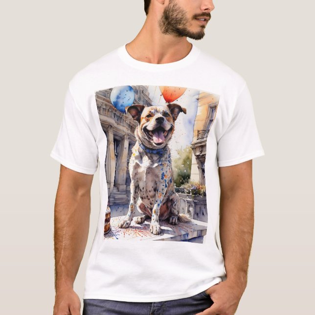 Colorful eye-catching happy dog T-Shirt (Front)