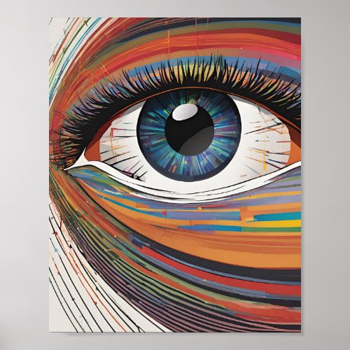 Colorful eye surrounded by lively lines poster