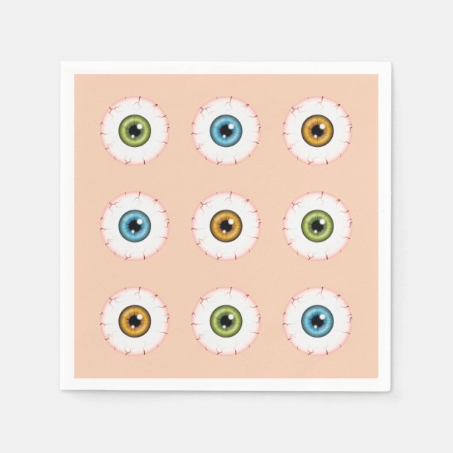 Colorful Eyes Halloween Eyeballs Bloodshot Eyes Napkins (Front)