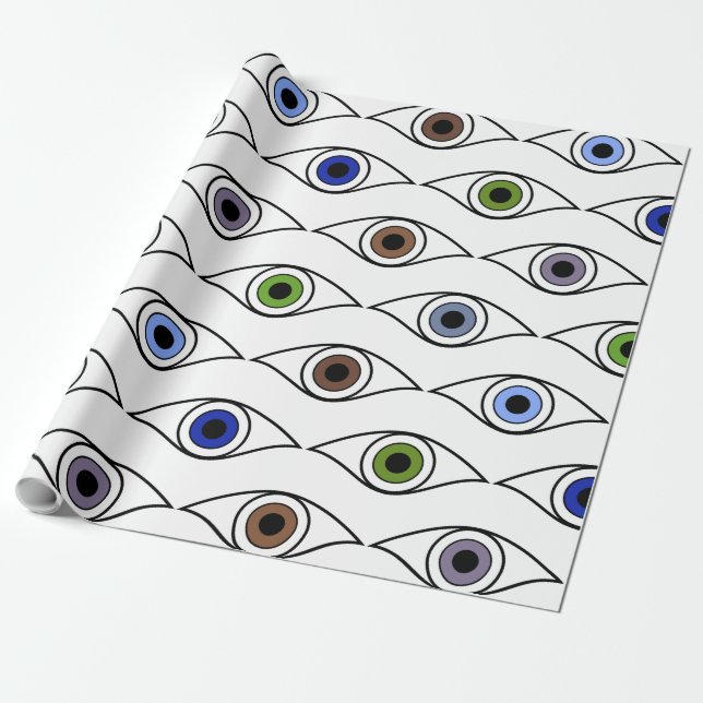 Colorful Eyes Pattern Design Wrapping Paper (Unrolled)