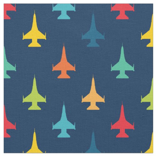 Colorful F_16 Viper Fighter Jet Pattern Primaries Fabric