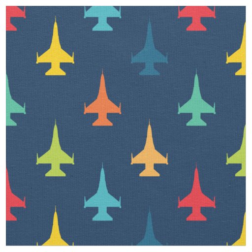 Colorful F-16 Viper Fighter Jet Pattern Primaries Fabric