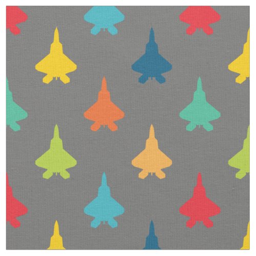 Colorful F_22 Raptor Fighter Jet Pattern Primaries Fabric