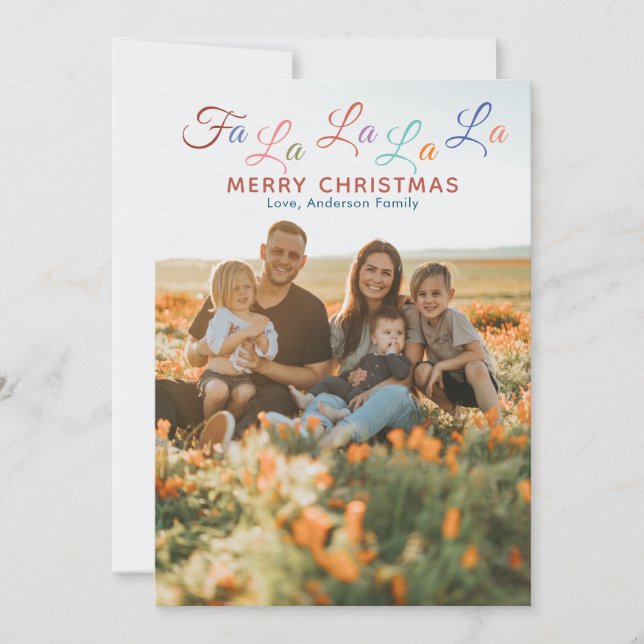 Colorful Fa La La La La Holiday Card (Front)