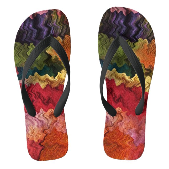 Colorful Fabric Abstract Flip Flops (Footbed)
