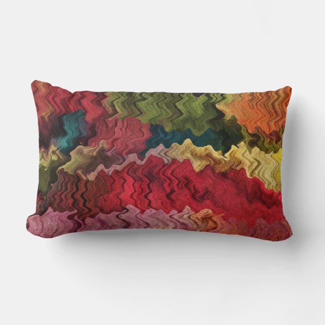 Colorful Fabric Abstract Lumbar Pillow (Front)