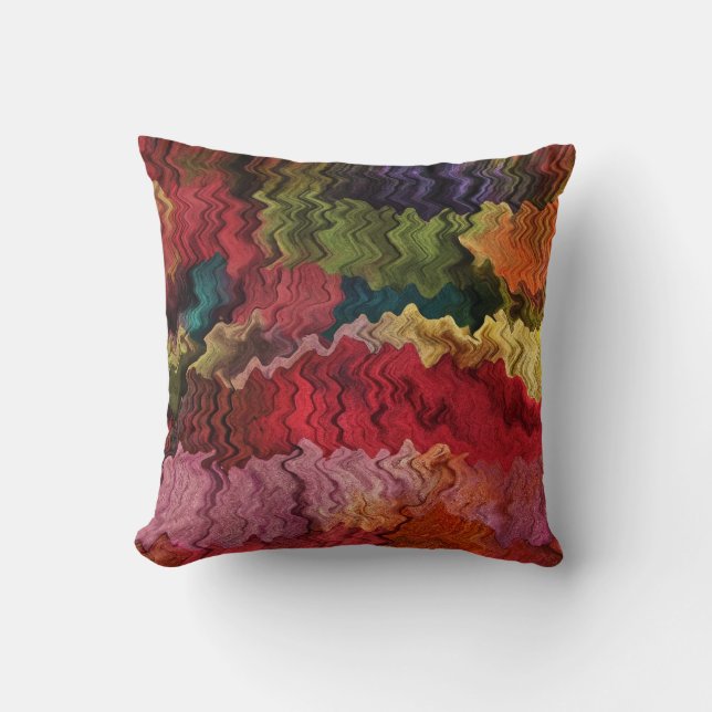 Colorful Fabric Abstract Throw Pillow (Front)