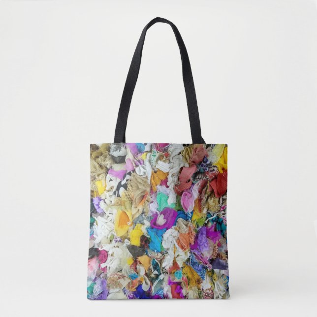 colorful fabric collage tote bag (Front)