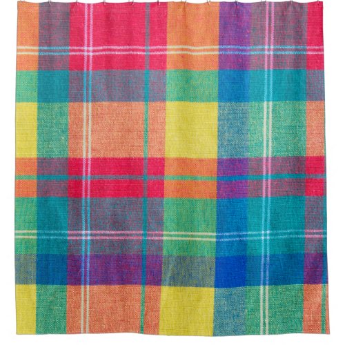 colorful fabric plaid texture Cloth background Shower Curtain