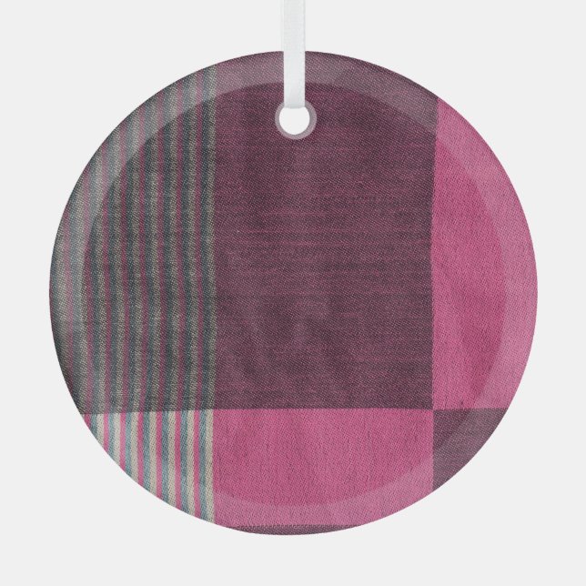 Colorful Fabric Surface: Top View. Glass Ornament (Front)