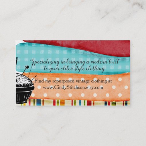 Colorful fabrics sewing quilting business card Zazzle