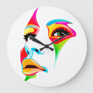 Colorful face Round (Large) Wall Clock