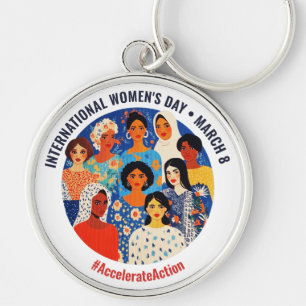 Colorful Faces   International Women's Day   IWD Keychain