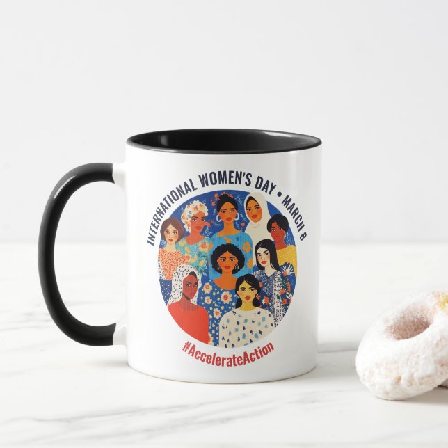 Colorful Faces | International Women's Day | IWD Mug (With Donut)