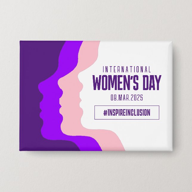 Colorful Faces International Women's Day March 8 Button (Front)