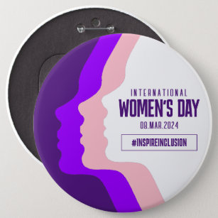 Colorful Faces International Women's Day March 8 Button