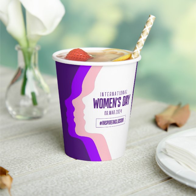 Colorful Faces International Women's Day March 8 Paper Cups (Insitu)