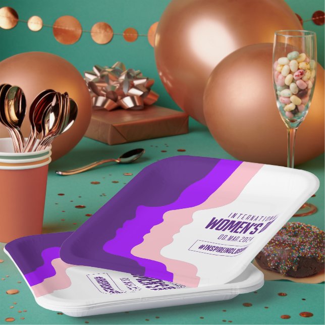 Colorful Faces International Women's Day March 8 Paper Plates (Multi)