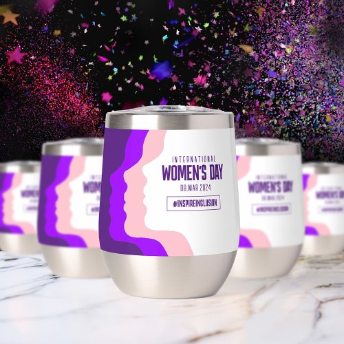 Colorful Faces International Womens Day March 8 Thermal Wine Tumbler