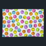 Colorful Faces Kitchen Towel<br><div class="desc">These orange, pink, purple, green, blue, and yellow faces will brighten any decor.</div>